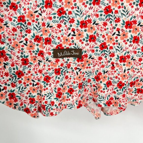 Matilda Jane Sing it Out Floral Print Casual Top Size Small Ruffle Hem Pink - Picture 4 of 9